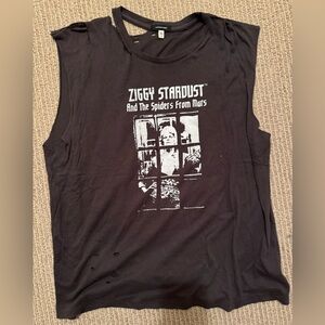 R 13 Distressed Black Tank Top
